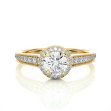 Brilliant Halo Moissanite Lab Diamond Vermeil Ring