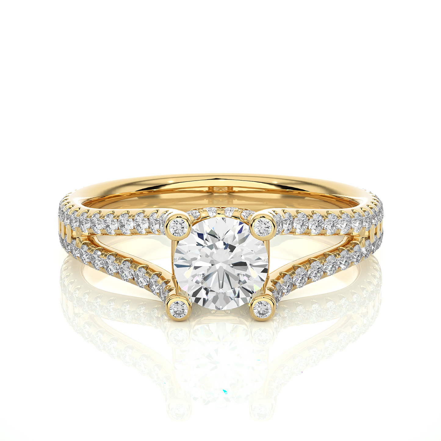 Elegant Split Shank Moissanite Lab Diamond Vermeil Ring