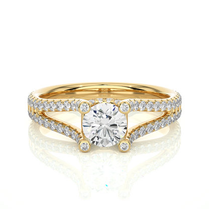 Elegant Split Shank Moissanite Lab Diamond Vermeil Ring