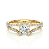 Elegant Split Shank Moissanite Lab Diamond Vermeil Ring
