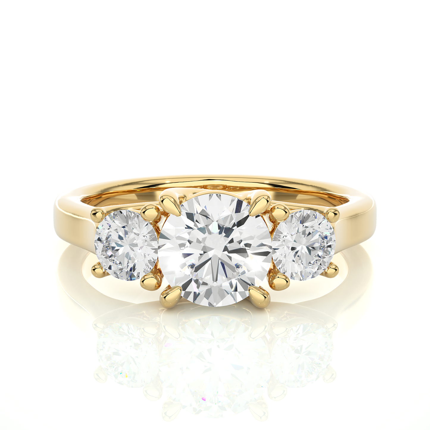 Round Lab Grown Diamond Three Stone Ring