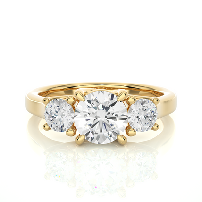 Round Lab Grown Diamond Three Stone Ring