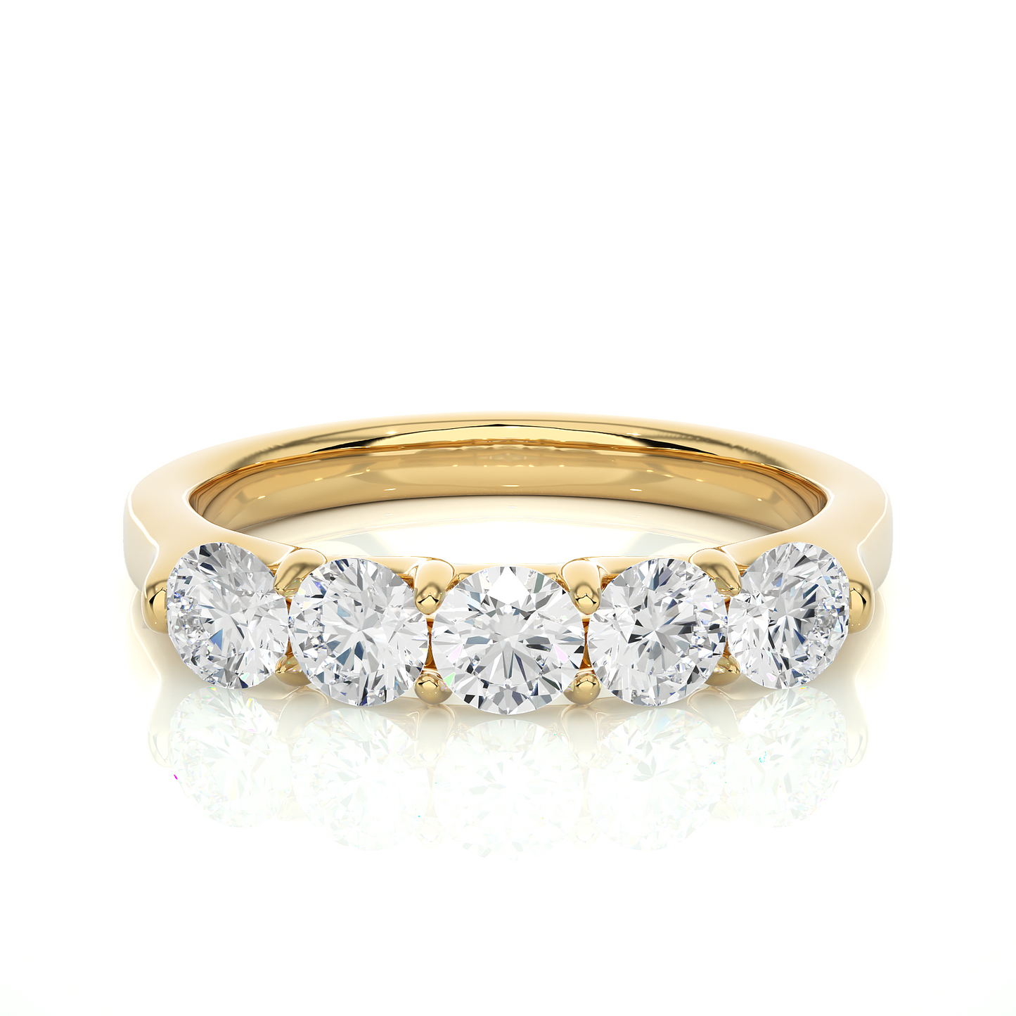 Lab Grown Moissanite Five Stone Wedding Band Ring
