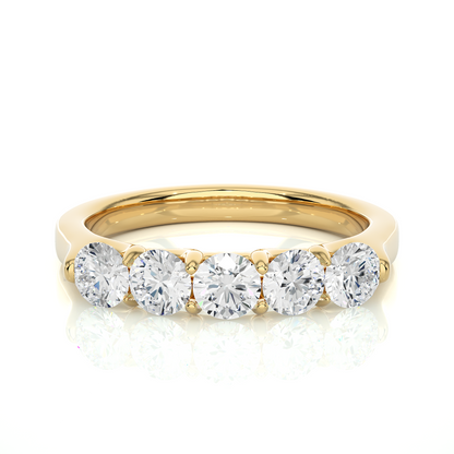 Lab Grown Moissanite Five Stone Wedding Band Ring