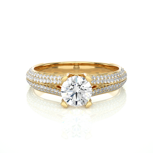 Double Pavé Split Shank Moissanite Diamond Vermeil Ring