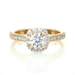 Round Halo Moissanite Lab Diamond Vermeil Engagement Ring