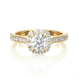 Round Halo Moissanite Lab Diamond Vermeil Engagement Ring