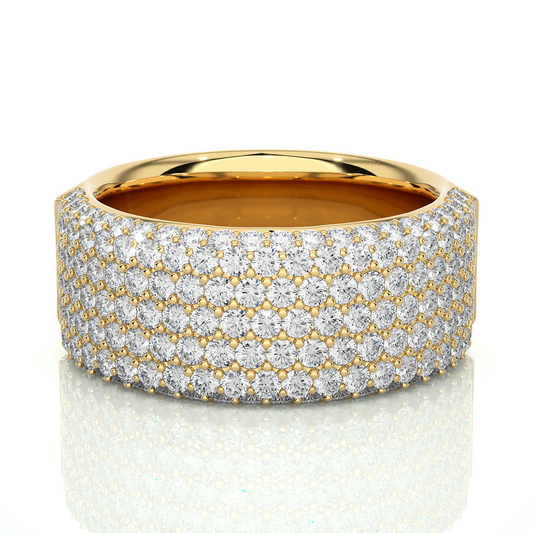 Bold Sparkle Diamond Moissanite Vermeil Wedding Band Ring