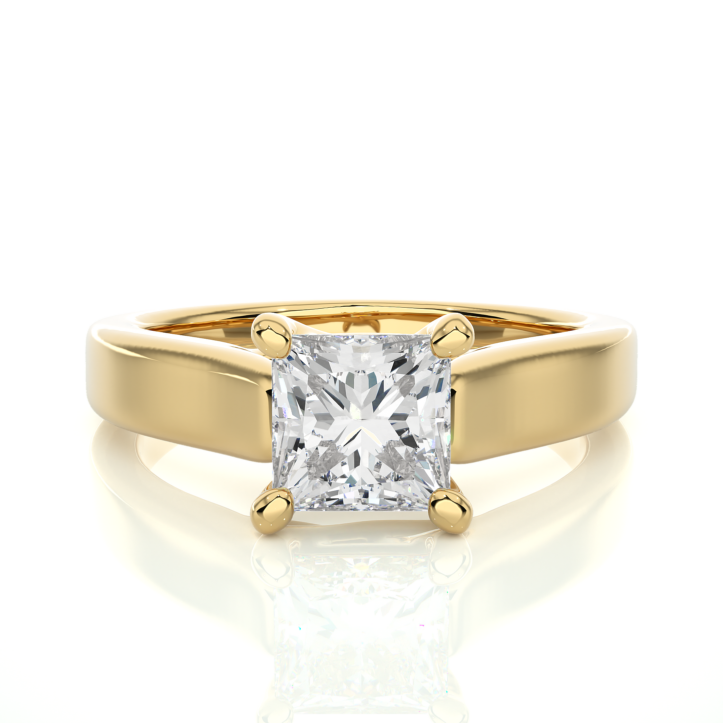 Lab Grown Diamond Moissanite Solitaire Princess Cut Ring