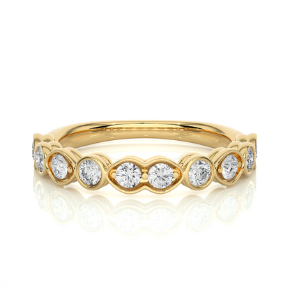 Premium Lab Diamond Moissanite Bezel Set Wedding Band Ring