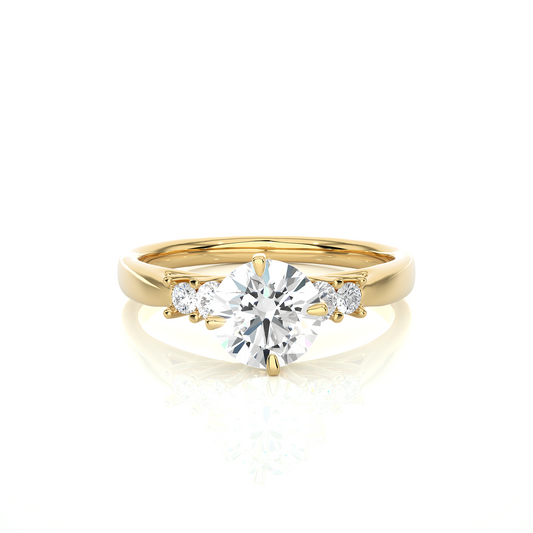 Three Stone Moissanite Lab Diamond Vermeil Ring