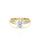 Three Stone Moissanite Lab Diamond Vermeil Ring
