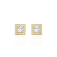 Vermeil Princess Halo Moissanite Lab Diamond Luxury Stud Earrings