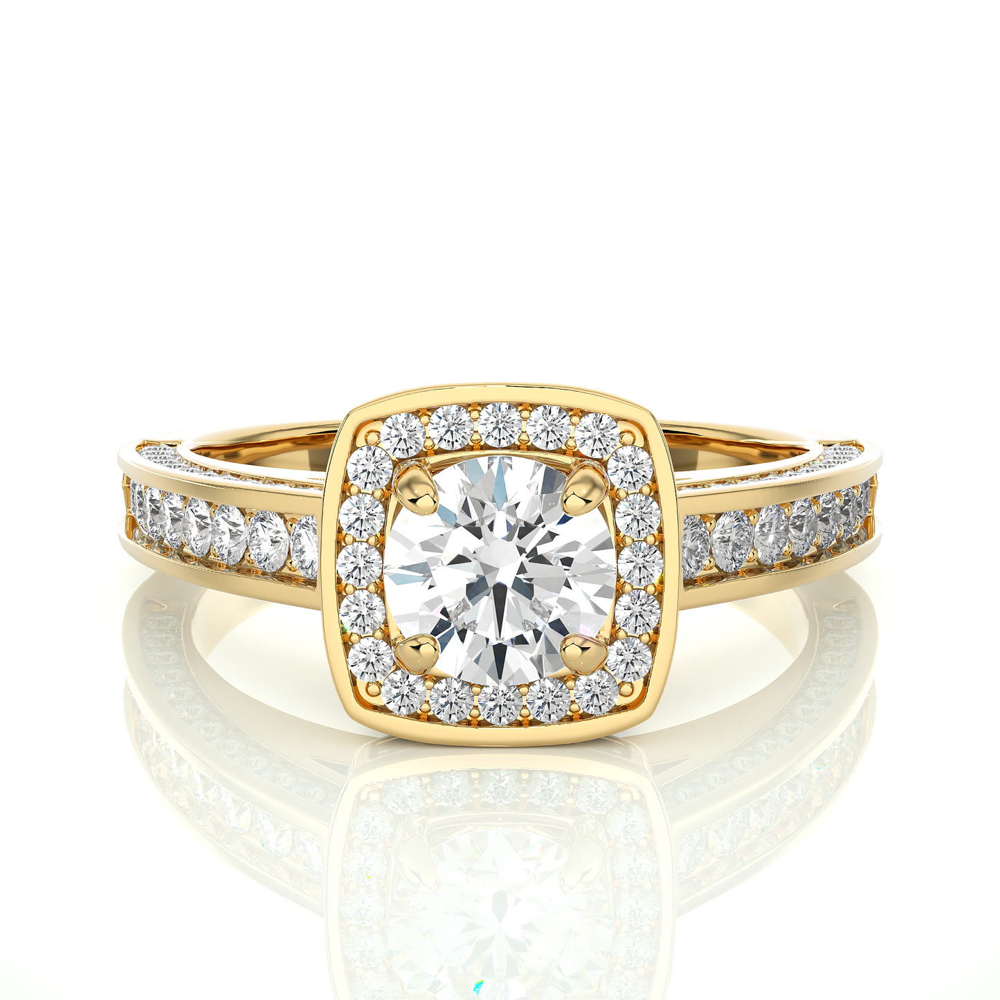 Cushion Halo Moissanite Lab Diamond Vermeil Ring