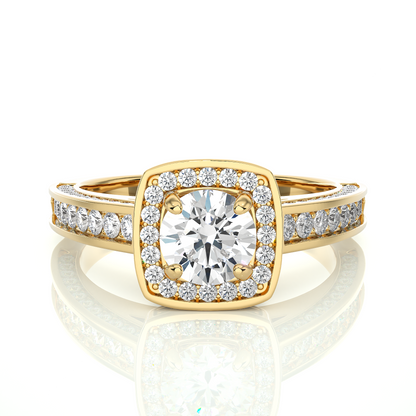 Cushion Halo Moissanite Lab Diamond Vermeil Ring