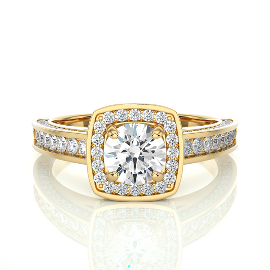Cushion Halo Moissanite Lab Diamond Vermeil Ring