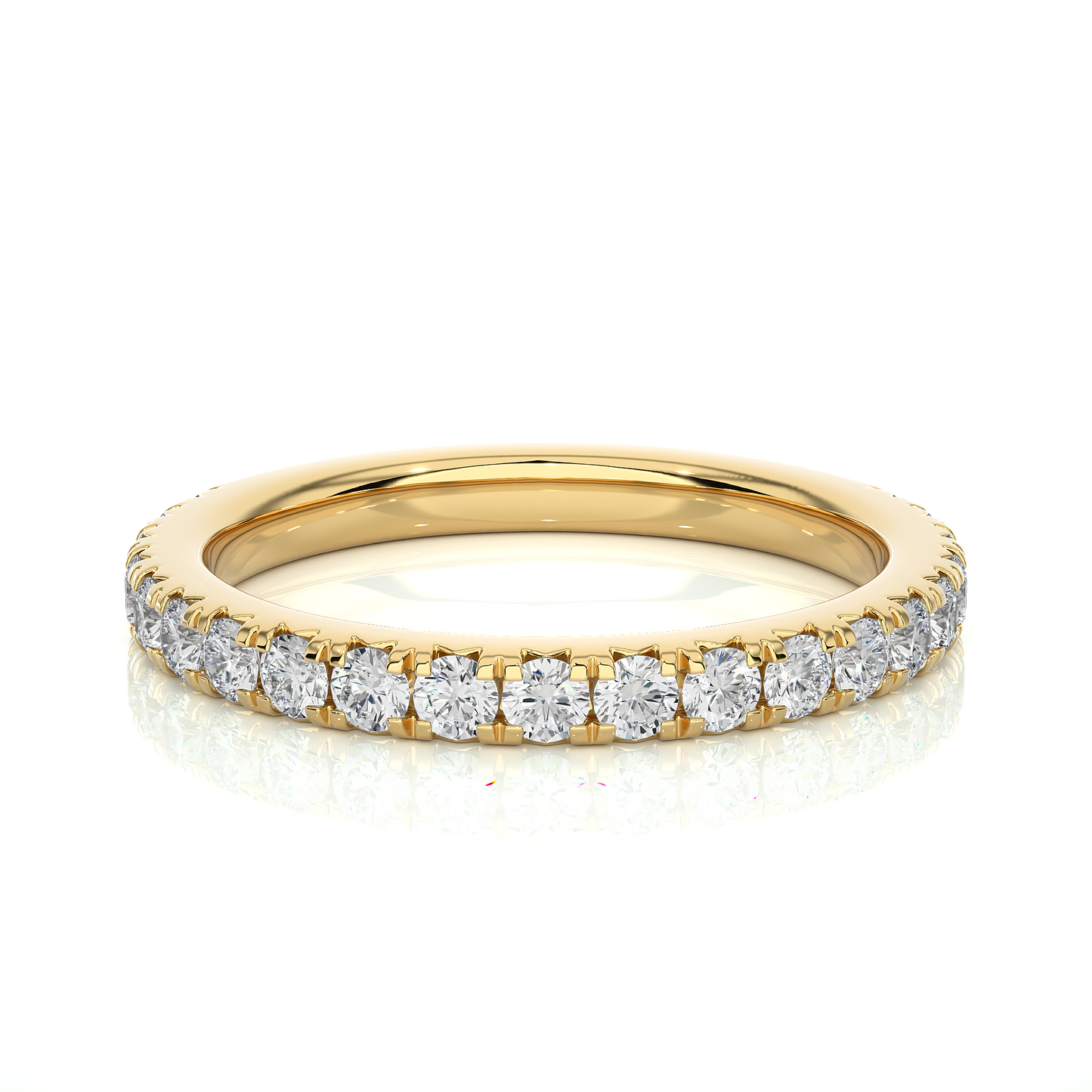 Classic Lab Moissanite Diamond Wedding Band Vermeil Elegant Ring