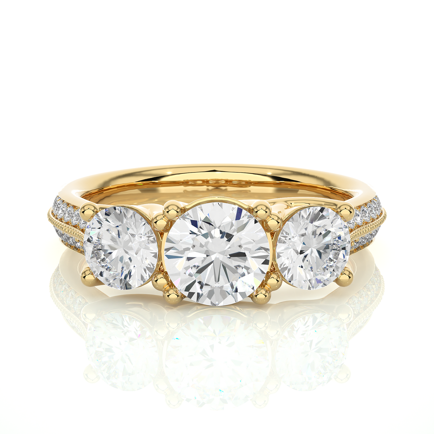 Round Three Stone Lab Grown / Moissanite Diamond Ring