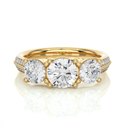Round Three Stone Lab Grown / Moissanite Diamond Ring