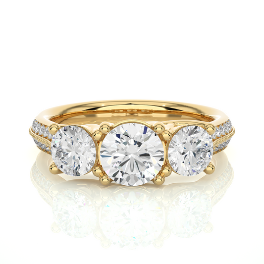 Round Three Stone Lab Grown / Moissanite Diamond Ring