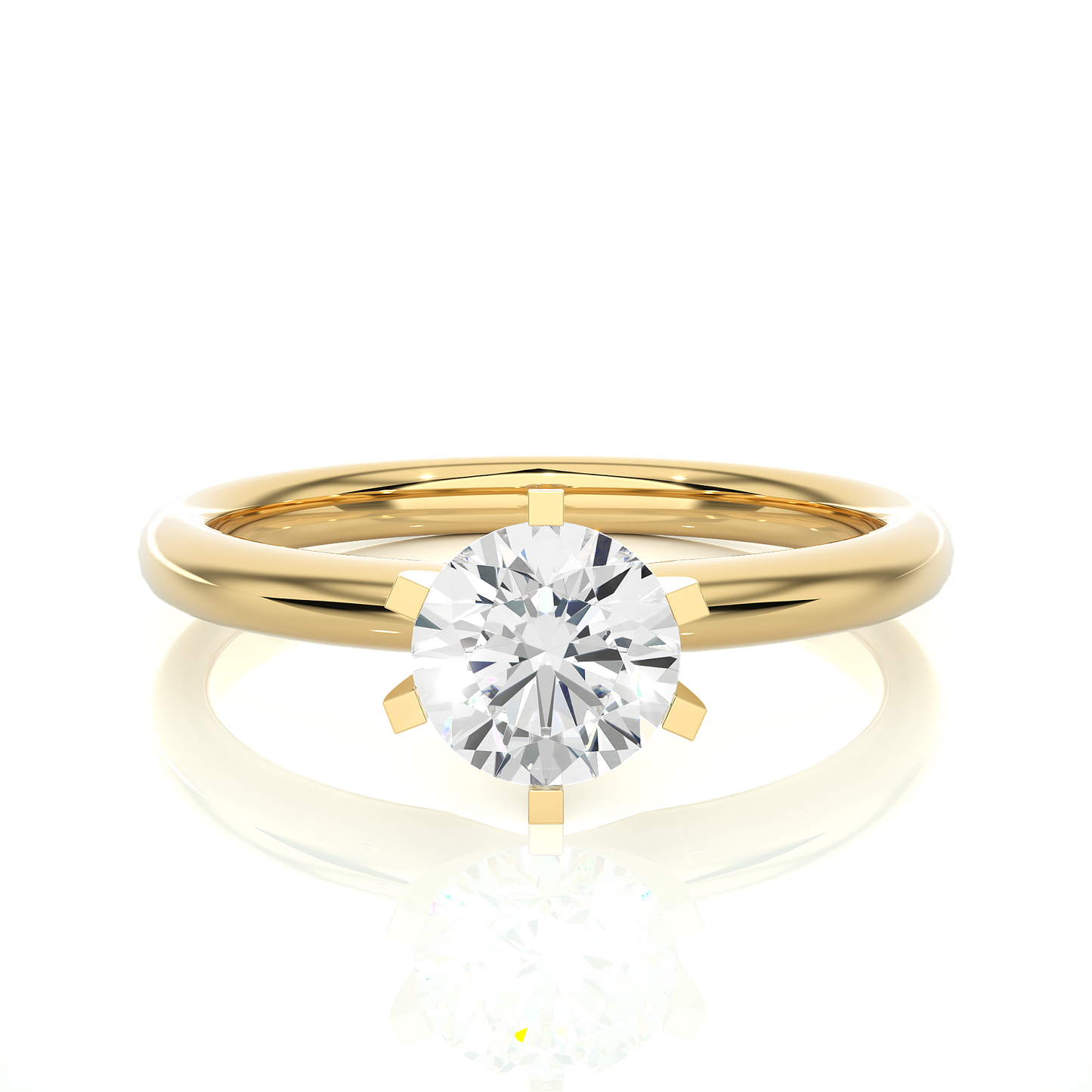 Round Solitaire Vermeil Moissanite Lab Diamond Engagement Ring