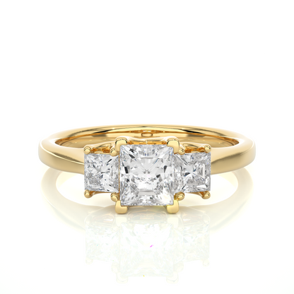 Three Stone Princess Lab Diamond Engagement Ring