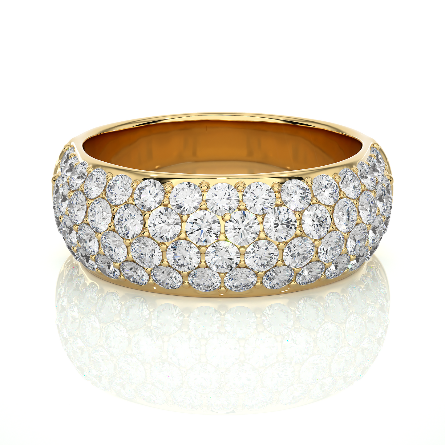 Luxury Pave  Lab Moissanite Diamond Wedding Band Vermeil Ring