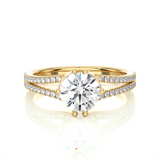 Round Moissanite Lab Diamond Split Shank Engagement Ring