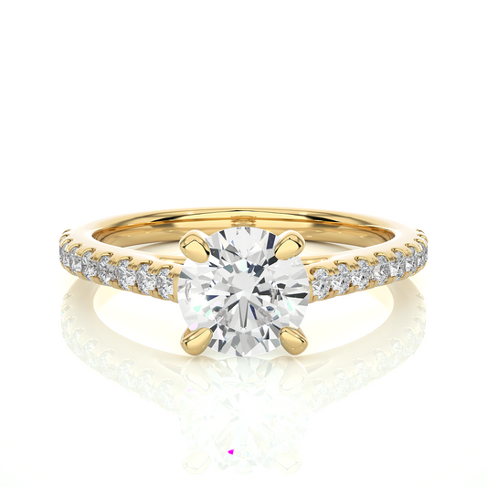 Vermeil Round Moissanite Diamond Pavé Solitaire Luxury Engagement Ring