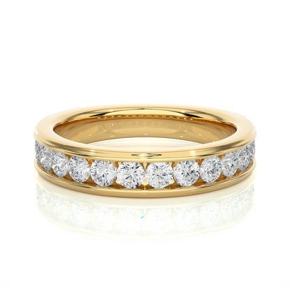 Minimal Round Stone Eternity Wedding Band Ring