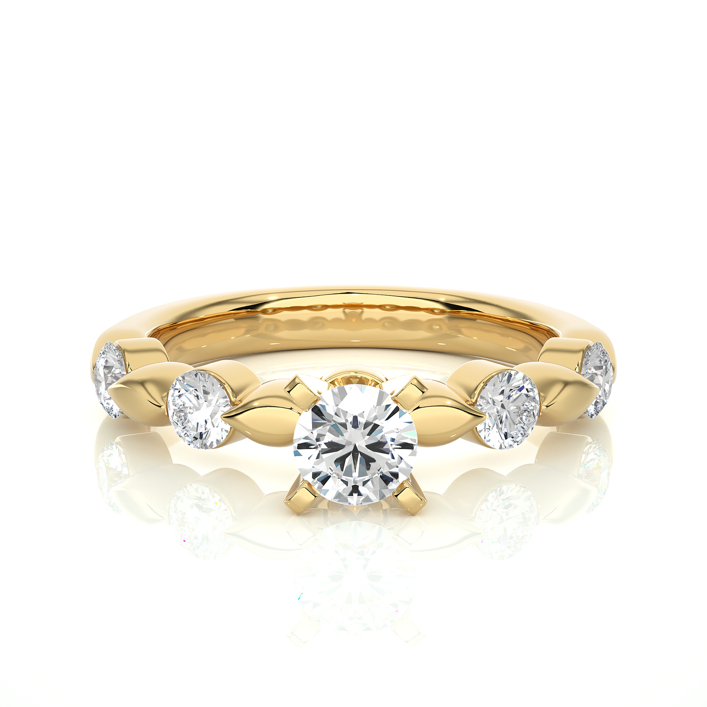 Vermeil Moissanite Lab Diamond Engagement Ring