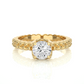 Vintage Heart Band Vermeil Moissanite Lab Diamond Ring