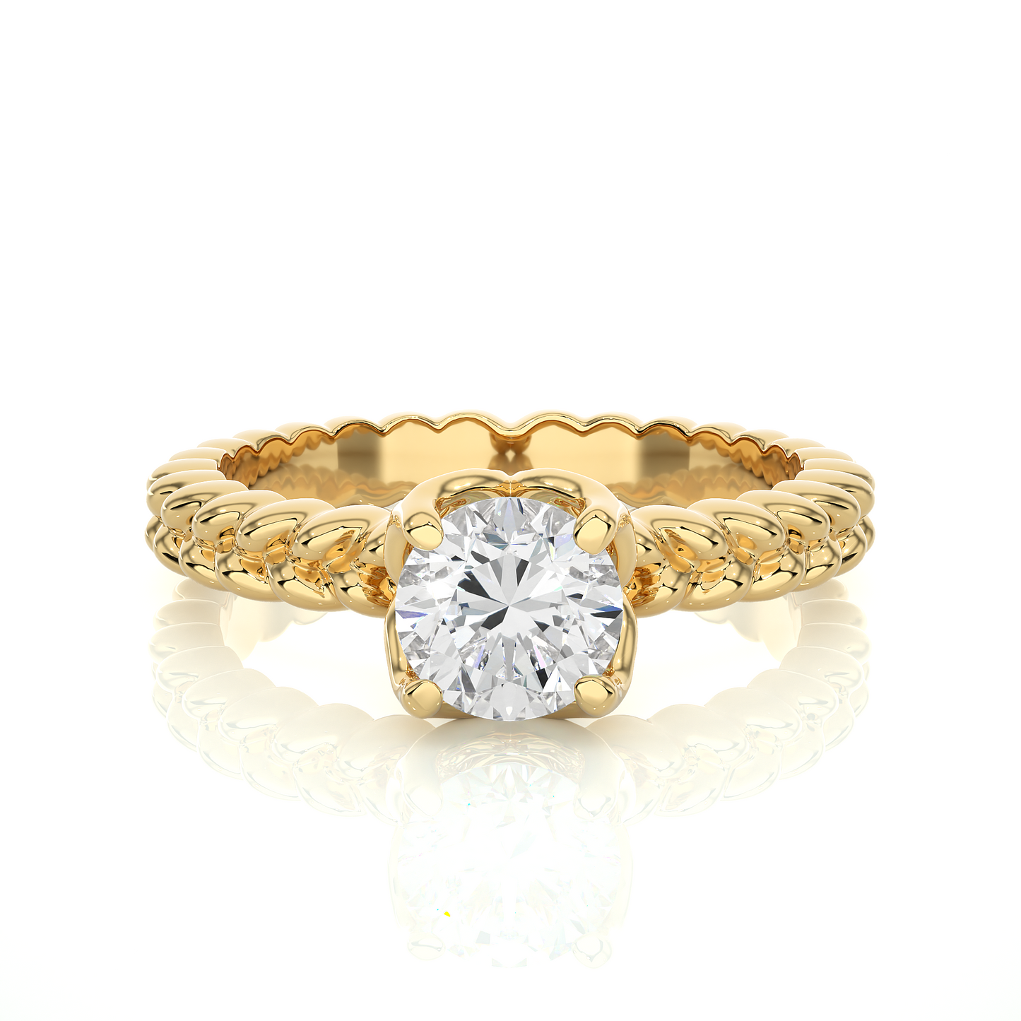Vintage Heart Band Vermeil Moissanite Lab Diamond Ring