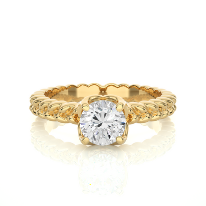 Vintage Heart Band Vermeil Moissanite Lab Diamond Ring