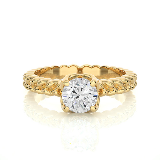 Vintage Heart Band Vermeil Moissanite Lab Diamond Ring
