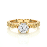 Vintage Heart Band Vermeil Moissanite Lab Diamond Ring