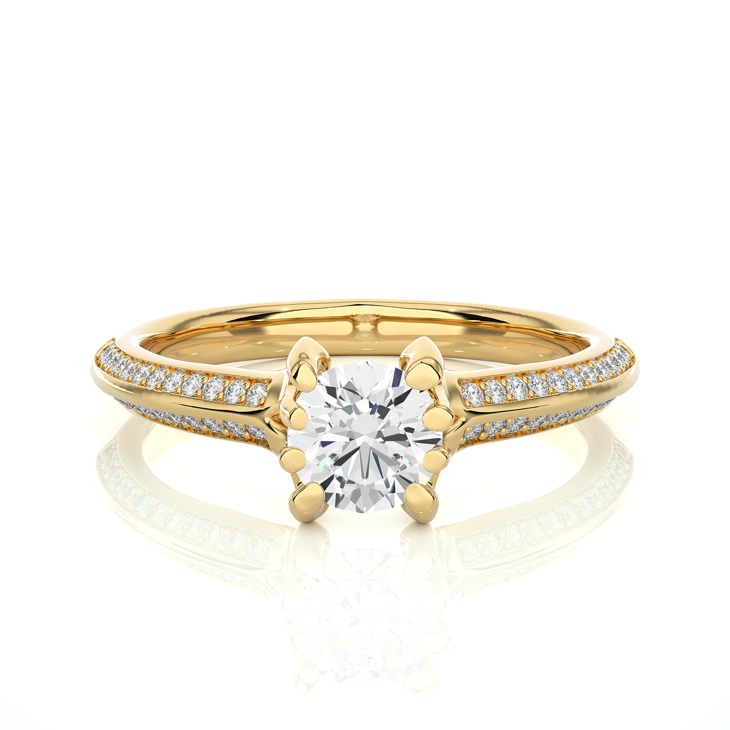 Elegant Radiance Round Cut Moissanite Vermeil Engagement Ring
