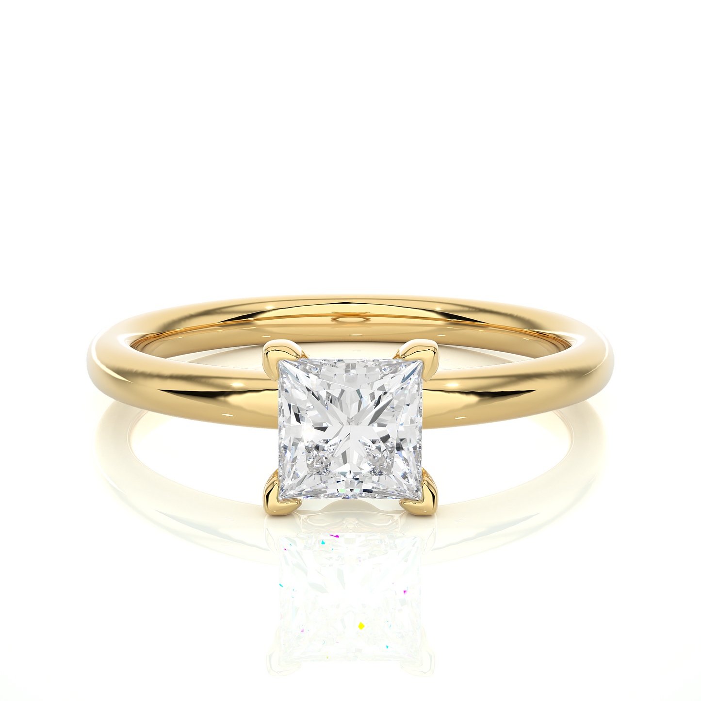 Princess Cut Vermeil Moissanite Lab Diamond Engagement Ring