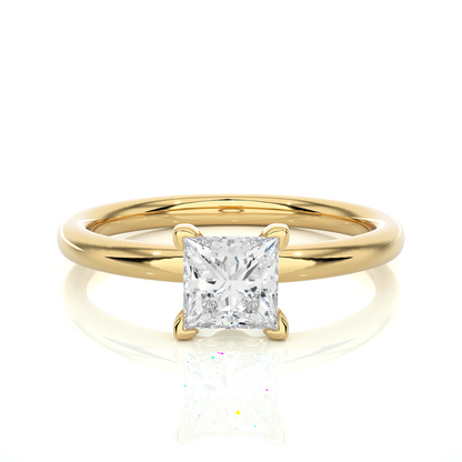 Princess Cut Vermeil Moissanite Lab Diamond Engagement Ring