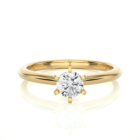 Delicate Round Vermeil Moissanite Lab Diamond Engagement Ring