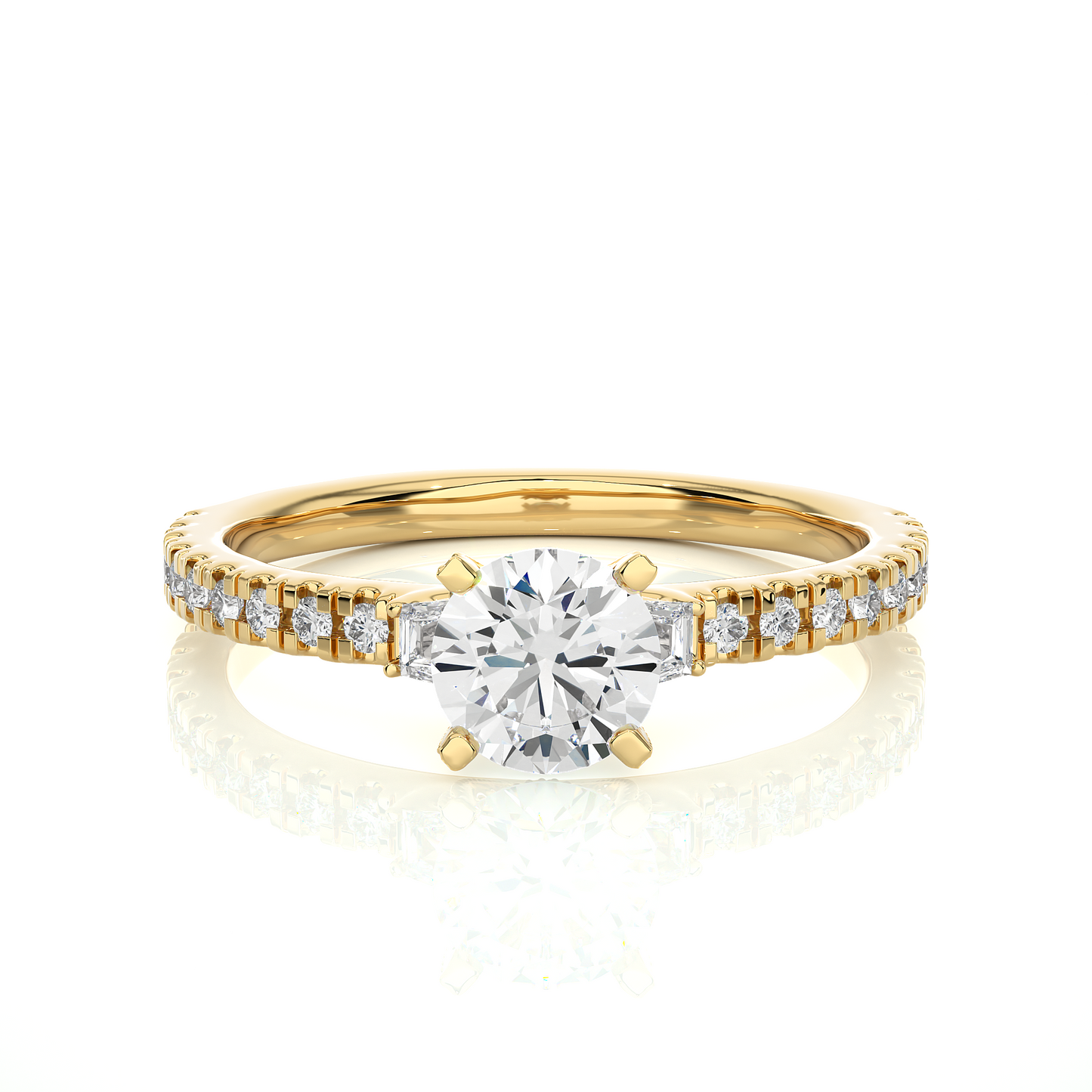 Three Stone Lab Grown Diamond Pavé Engagement Ring