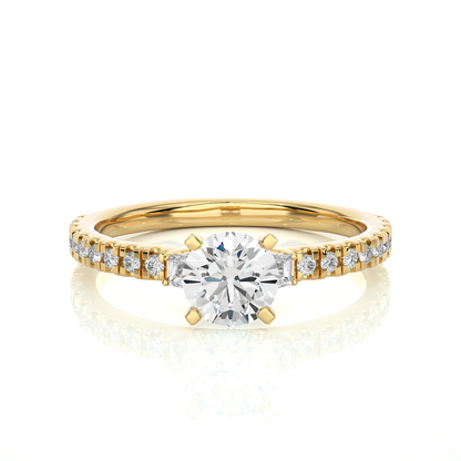 Three Stone Lab Grown Diamond Pavé Engagement Ring