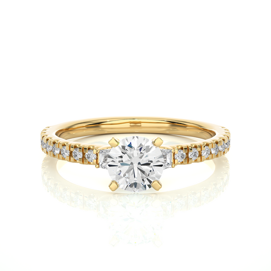 Three Stone Lab Grown Diamond Pavé Engagement Ring