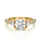 Three Stone Lab Diamond Engagement Ring With Trillion Side Stones