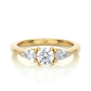 Three Stone Round Lab & Moissanite Diamond Engagement Ring With Pear Side Stones