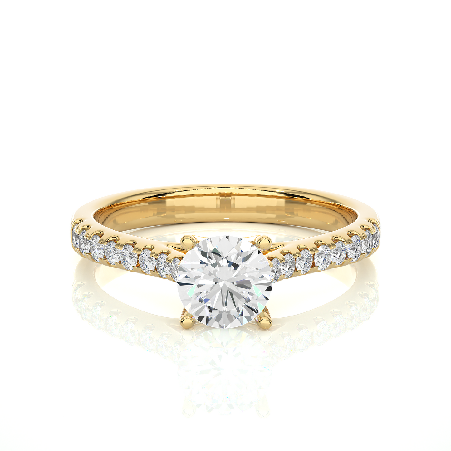 Classic Pavé Moissanite Lab Diamond Vermeil Engagement Ring