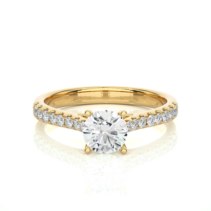 Classic Pavé Moissanite Lab Diamond Vermeil Engagement Ring
