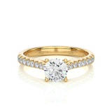 Classic Pavé Moissanite Lab Diamond Vermeil Engagement Ring