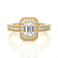 Emerald Cut Halo Vermeil Moissanite Lab Diamond Ring