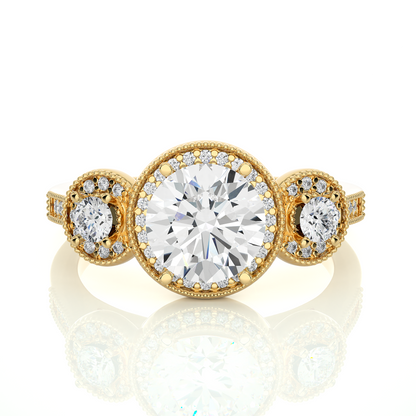 Round Lab Grown & Moissanite Diamond Three Stone Ring